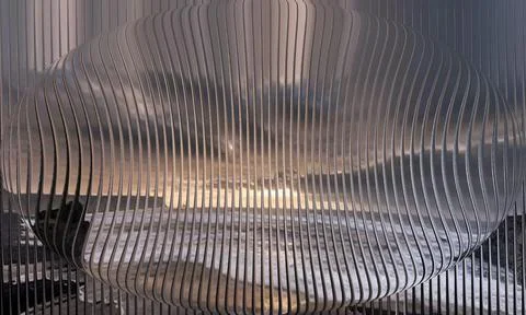 Abstract 3D spherical lens distortion of coastal sunset and dramatic clouds.. Stock Photos