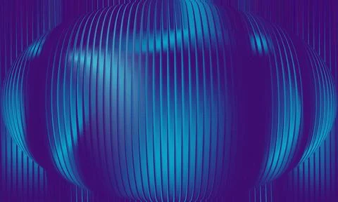 Abstract 3D spherical orb in deep blue and purple with glossy vertical slat.. 스톡 일러스트