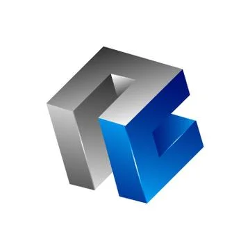 Abstract 3d square logo design, Corner geometric shape, symmetric symbol, squ Stock Illustration