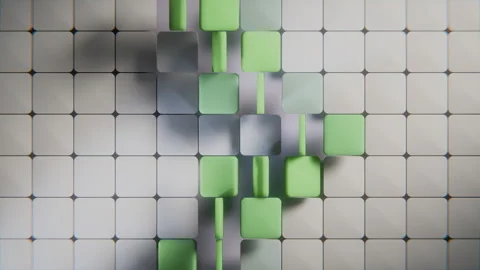 Abstract 3D Square Tiles Linear Wave Loop Green Eco Technology Background Video stock 327803170