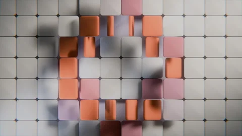Abstract 3D Square Tiles Radial Wave Loop Orange Energy Background Video stock 327803751