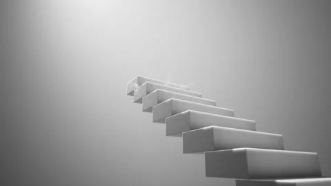 Abstract 3D Staircase of Blocks Symbolizing Progress and Growth Stockbeeldmateriaal 201232608