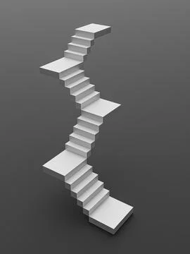 Abstract 3d staircase floating in empty dark space Stock Illustration