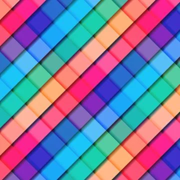 Abstract 3D striped geometric square pattern vibrant color background. Stock Illustration