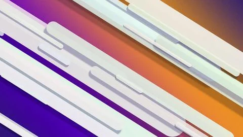 Abstract 3D striped gradient background with purple, orange and white bands.. Illustrazione stock