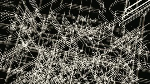 Abstract 3d stripped pattern of many crossed white lines on a black background イラスト素材