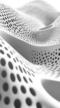 Abstract 3D structure with curved surfaces and perforated holes Stock Photos
