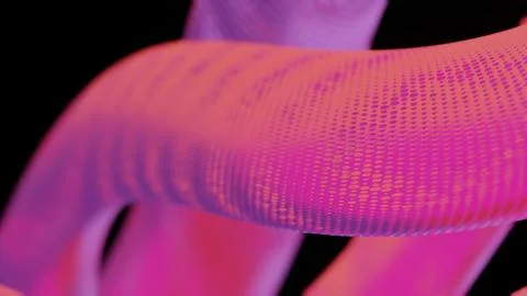 Abstract 3D Structure with Pink and Purple Mesh and Neon Bokeh Background Stock Illustration