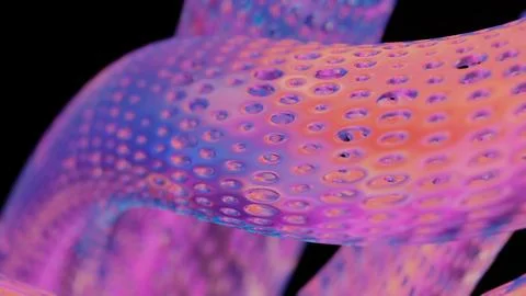 Abstract 3D Structure with Pink and Purple Mesh and Neon Bokeh Background Illustrazione stock