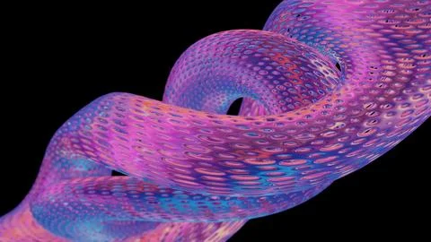 Abstract 3D Structure with Pink and Purple Mesh and Neon Bokeh Background Stock Illustration