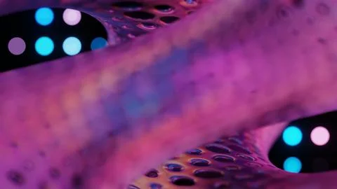 Abstract 3D Structure with Pink and Purple Mesh and Neon Bokeh Background Stock Illustration