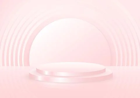 Abstract 3D studio podium display of living coral pastel color gradient desig Stock Illustration