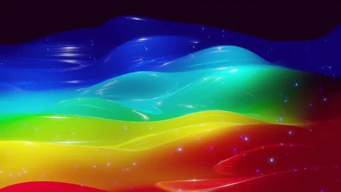 Abstract 3D surface with beautiful waves, luminous sparkles and bright color Stock Footage 132425534
