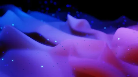 Abstract 3D surface with beautiful waves, luminous sparkles and bright color Stock Footage 132426151