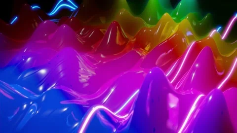 Abstract 3D surface with beautiful waves, luminous sparkles and bright color Stock Footage 137503111