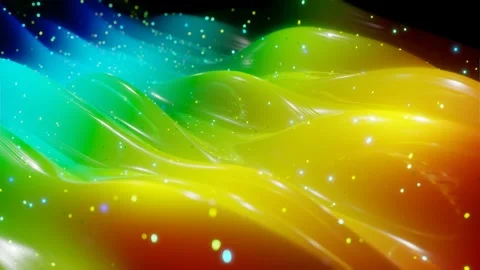 Abstract 3D surface with beautiful waves, luminous sparkles and bright color Stock Footage 138072514
