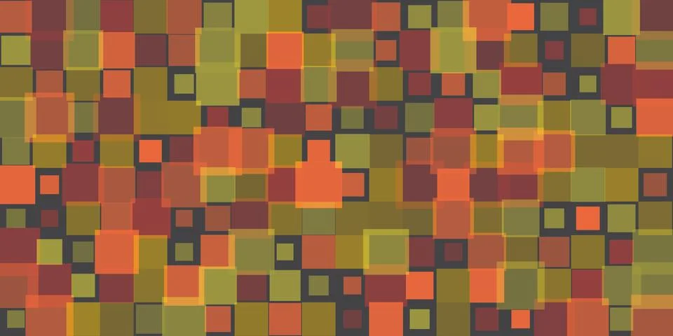 Abstract 3D Surface Pattern, Squares Colored in Random Shades of Green, Bro.. Stock Illustration