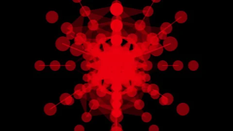 An abstract 3D synthetic molecule rotating on a black background Stock Footage 320021332