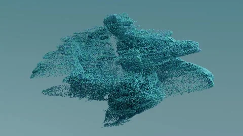Abstract 3D teal particle wave cloud on a cyan background Stock Footage 338095879