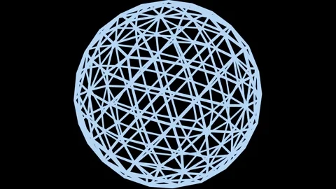 Abstract 3D Tech Glow Wireframe Sphere Seamless Looping Background Stock Footage 345589477