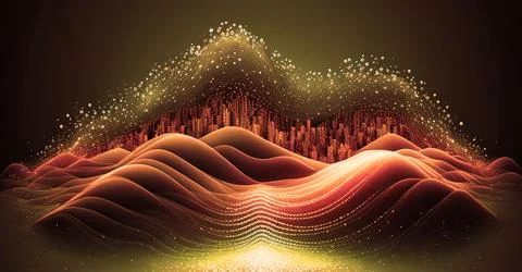 Abstract 3d technology style with lighting. Colorful sound wave background... Stock Illustration
