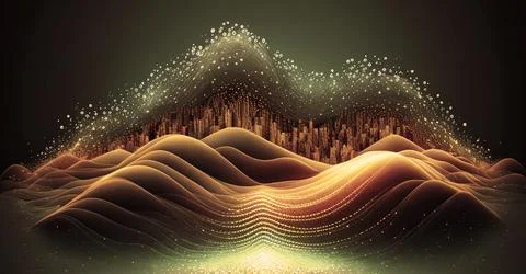 Abstract 3d technology style with lighting. Colorful sound wave background Stock Illustration