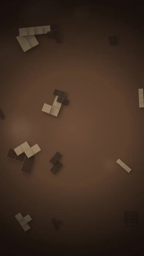 Abstract 3D Tetris Blocks Floating in Dark Brown Background Stock Footage 346202849