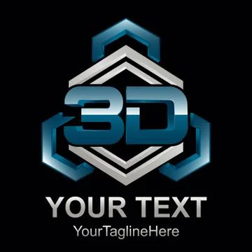 Abstract 3d text shape vector icon logo illustration. 3d shape rengering desi Stock Illustration