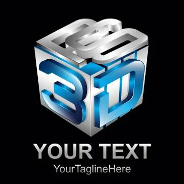 Abstract 3d text shape vector icon logo illustration. 3d shape rengering desi Stock Illustration