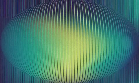 Abstract 3D textured sphere with vertical ribbing, dark teal and lime green.. Stock-Illustration