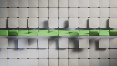 Abstract 3D Tiles Counter-Movement Wave Loop Green Digital Background Video stock 327803660