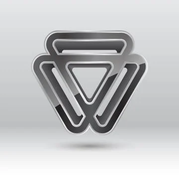 Abstract 3d triangle metal icon Stock Illustration