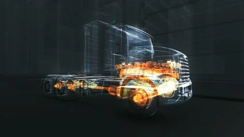 Abstract 3D Truck Engine Stock Illustration