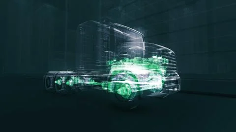 Abstract 3D Truck Engine Stock Illustration