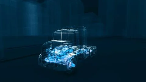 Abstract 3D Truck Engine Stock Illustration