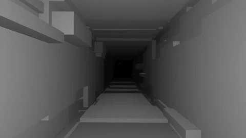 Abstract 3D Tunnel Flight Animation with Geometric Structures Stock-Footage 343554999