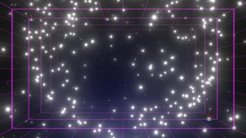 Abstract 3d tunnel with glowing white particles and neon purple grid lines, Stock-Footage 337461315