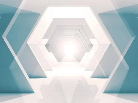 Abstract 3d tunnel of hexagonal elements 스톡 일러스트