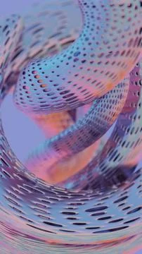 Abstract 3D Twisted Tubes with Perforated Surface in Pastel Colors.. Stock Illustration