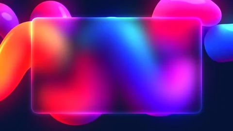 Abstract 3D UI Animation with Neon Floating Shapes and a Frosted Glass Interface Stock Footage 305107715