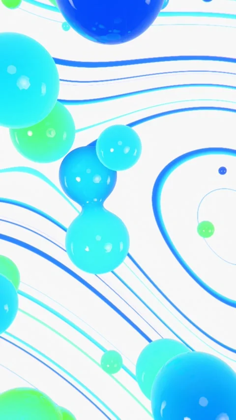 Abstract 3d vertcal flying bubbles sphere Frutiger Aero Y2K blue green gradient Stock Footage 302026935