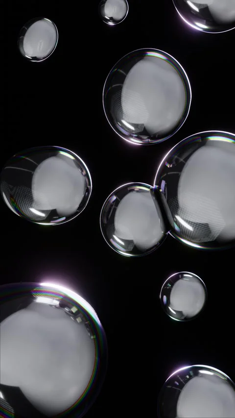 Abstract 3d vertical animation loop spheres bubbles futuristic chrome metallic Video stock 300555650