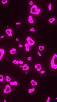 Abstract 3D vertical background heart fall neon confetti particle Valentines Stock Illustration