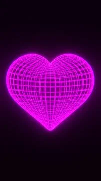 Abstract 3D vertical backgrounds Valentine heart love wireframe neon hologram Illustrazione stock
