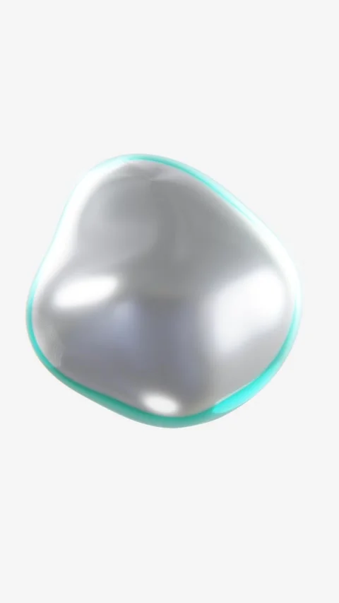 Abstract 3D vertical chrome metallic silver sphere bubble blob loop animation Video stock 306615019