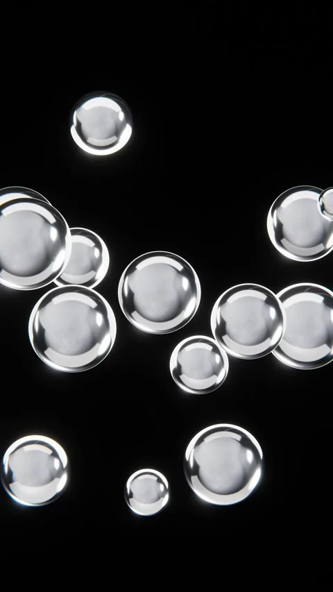 Abstract 3D vertical chrome metallic silver spheres bubbles blob loop animation Video stock 306661476