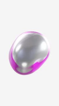 Abstract 3D vertical chrome metallic silver sphere bubble blob render wallpaper Illustrazione stock