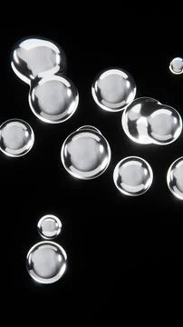 Abstract 3D vertical chrome metallic silver spheres bubble blob render wallpaper Illustrazione stock