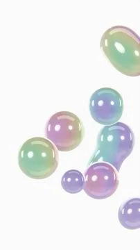 Abstract 3D vertical chrome pastel rainbow colours gradient metallic spheres Stock Illustration