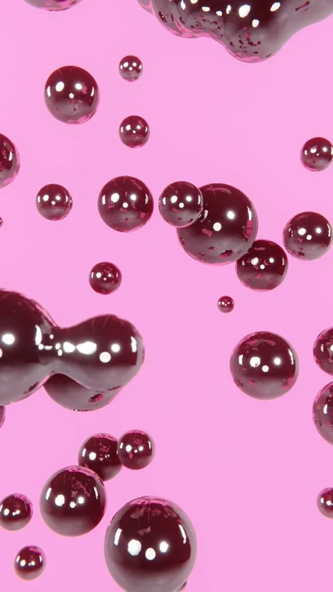 Abstract 3D vertical falling liquid chrome metallic reflection silver spheres Stock Footage 301206944